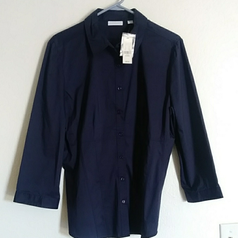 New York & Company Navy Blue Button Down